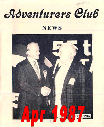 April 1987 Adventurers Club News Cover